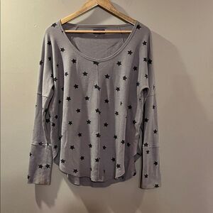 Lucky Brand Gray Star Print Top